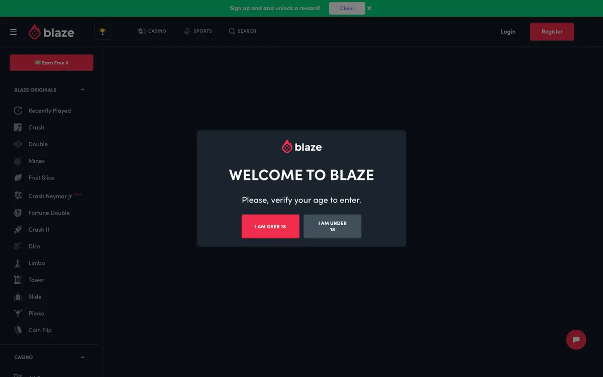 Blaze Casino — «Акции», снято из страны Австралия