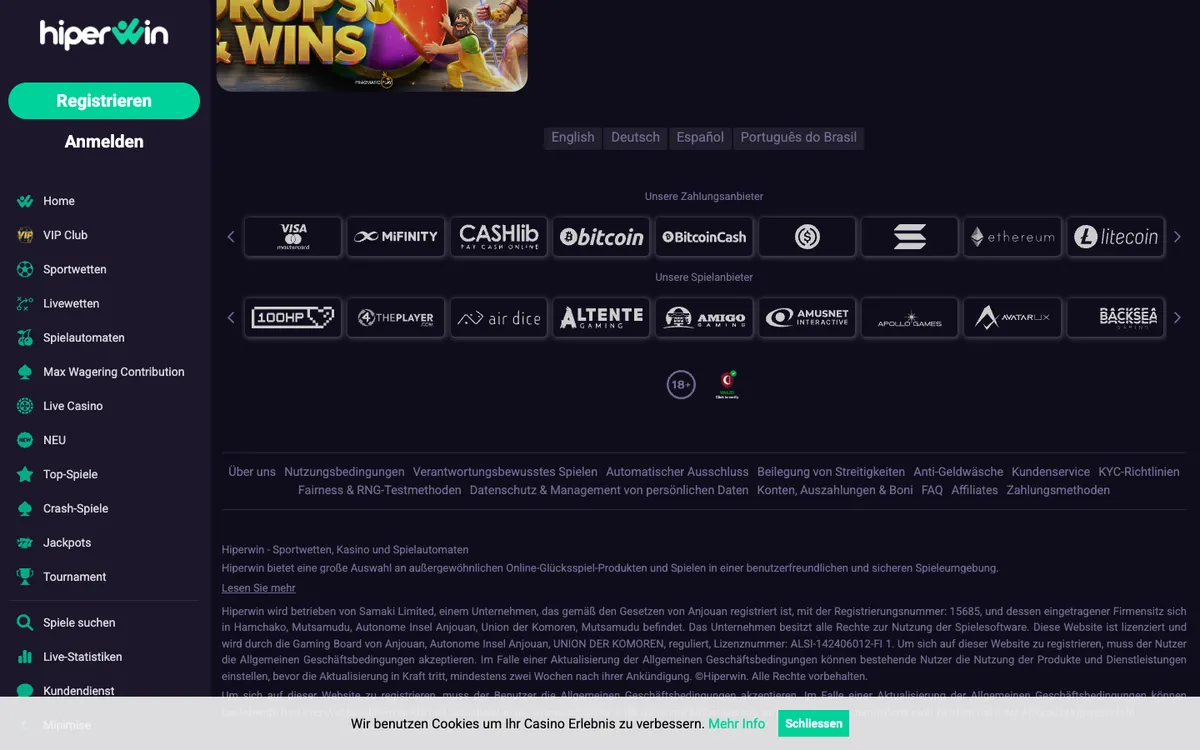 Hiperwin Casino — «Акции», снято из страны Германия