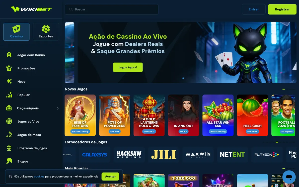 Wikibet Casino — «Главная», снято из страны Австрия