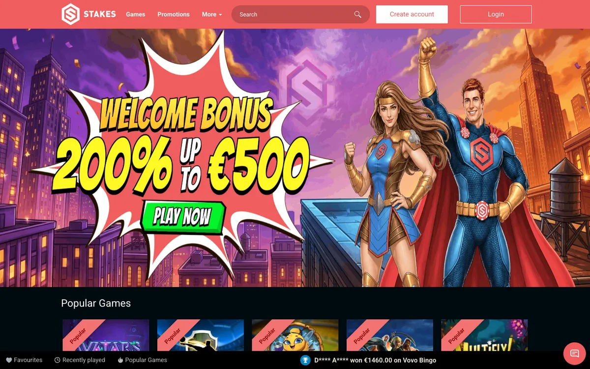 Stakes Casino — Sign-up, captured from Belgium