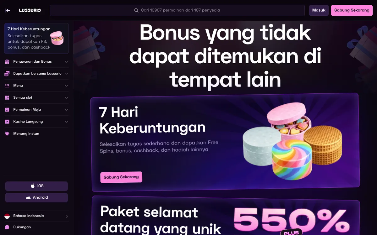 Lussurio Casino — Promotions, captured from Indonesia