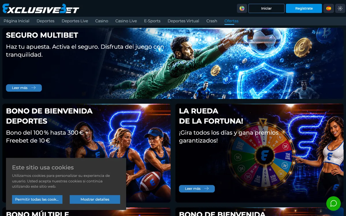 ExclusiveBet Casino — «Акции», снято из страны Чили
