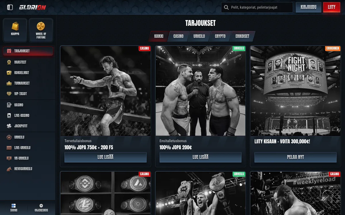 Glorion Casino — Promotions, captured from Finland