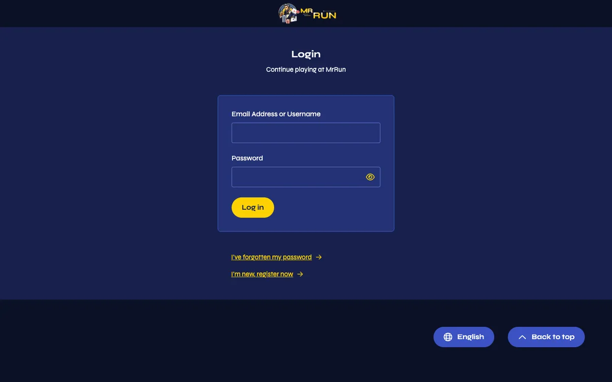 MrRun Casino — «Регистрация», снято из страны Новая Зеландия