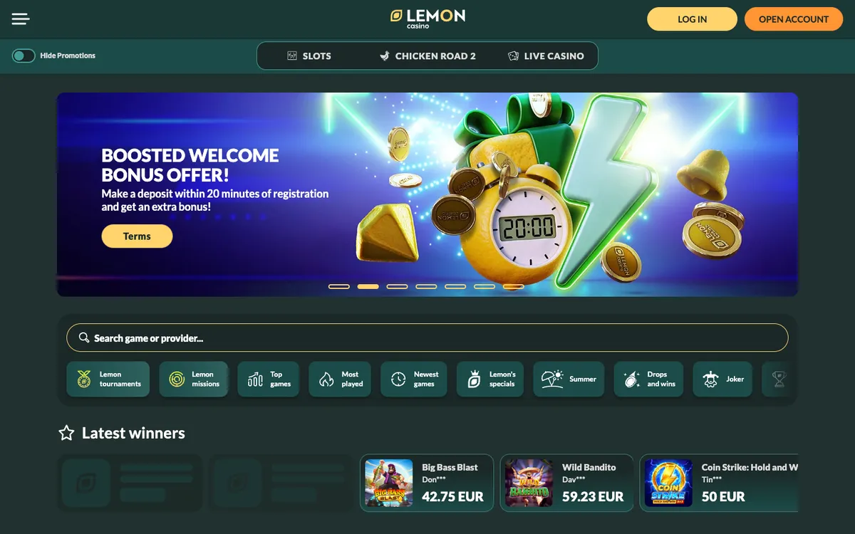 Lemon Casino — «Главная», снято из страны Бразилия