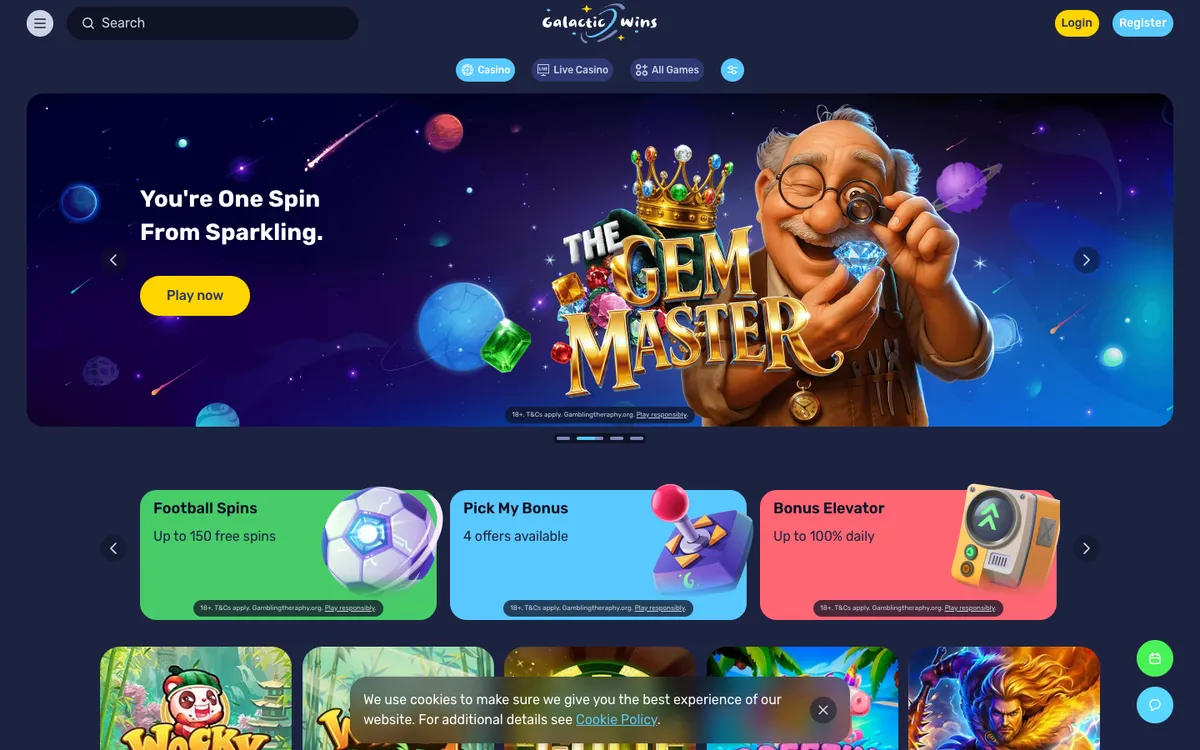 Galactic Wins Casino — «Главная», снято из страны Австрия