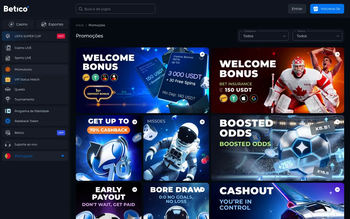 Betico Casino — Promotions, captured from Portugal