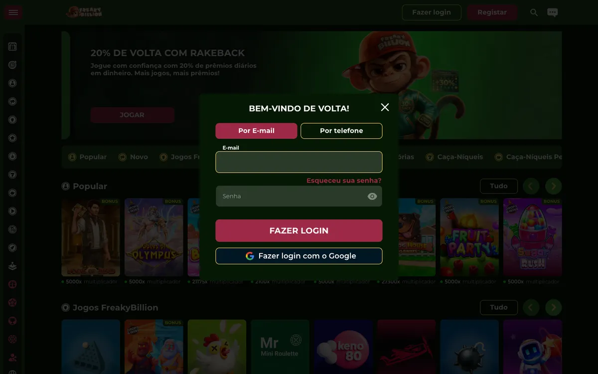 FreakyBillion Casino — Sign-up, captured from Portugal