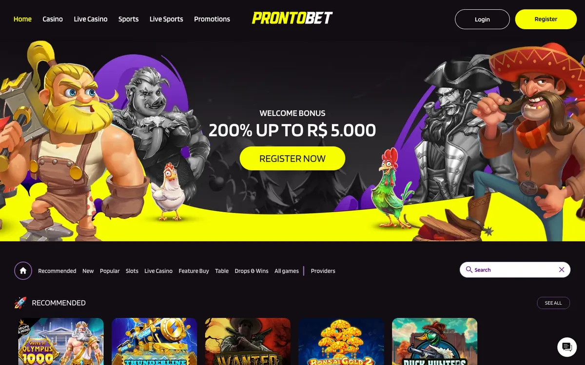 ProntoBet Casino — Home page, captured from Estonia
