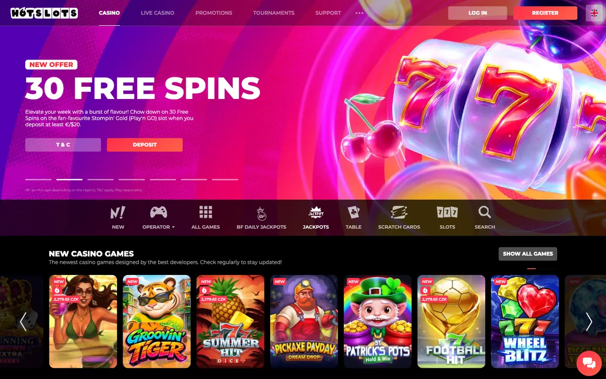 HotSlots Casino — «Главная», снято из страны Чехия
