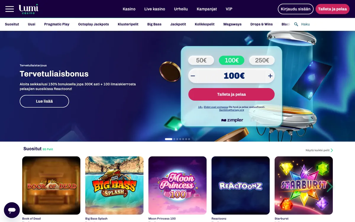 Lumi Casino — Payments, captured from Finland