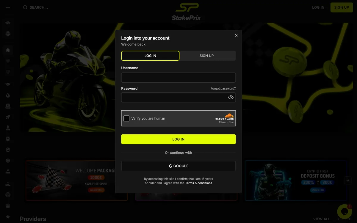 StakePrix Casino — «Регистрация», снято из страны Новая Зеландия