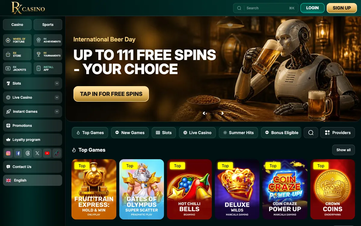 RX Casino — «Главная», снято из страны Бельгия