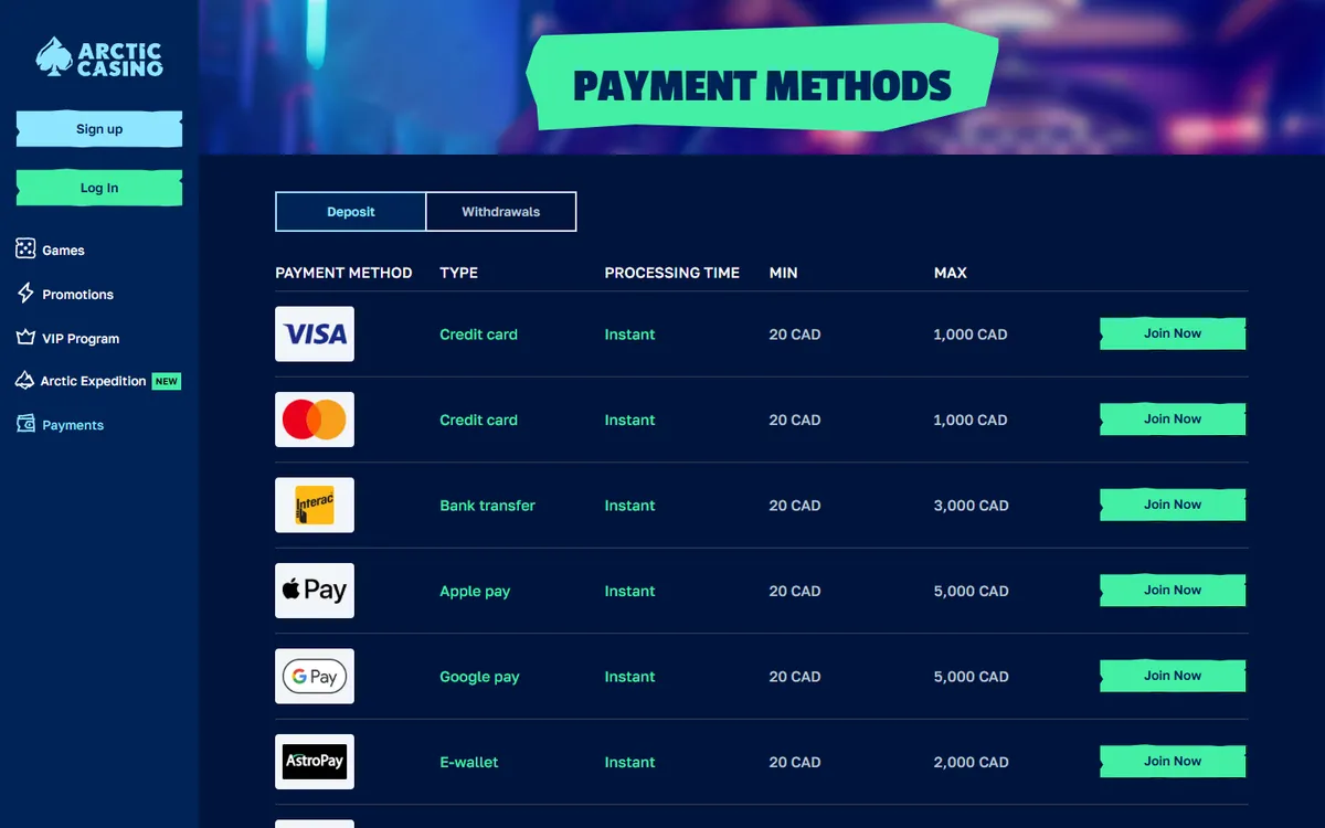 Arctic Casino — «Платежи», снято из страны Канада