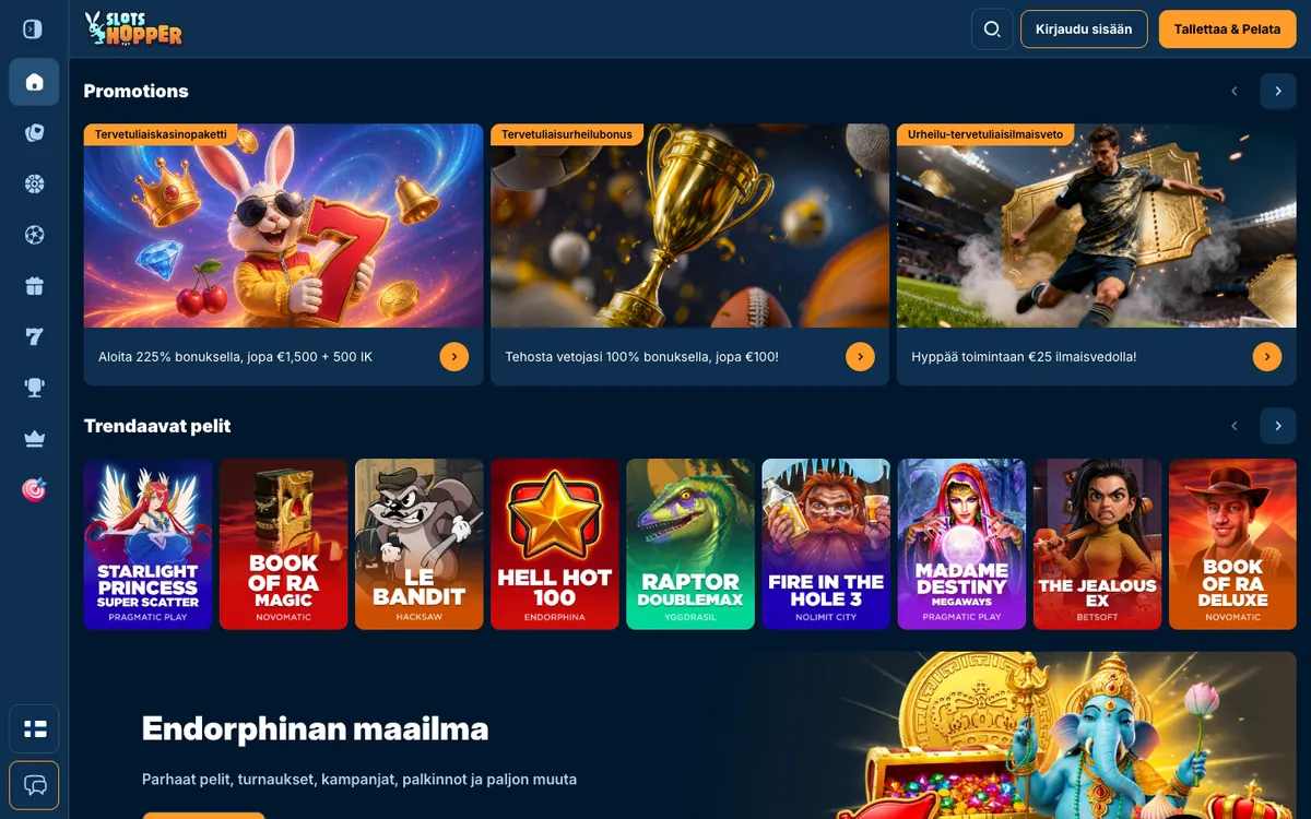 Slots Hopper Casino — Home page, captured from Finland