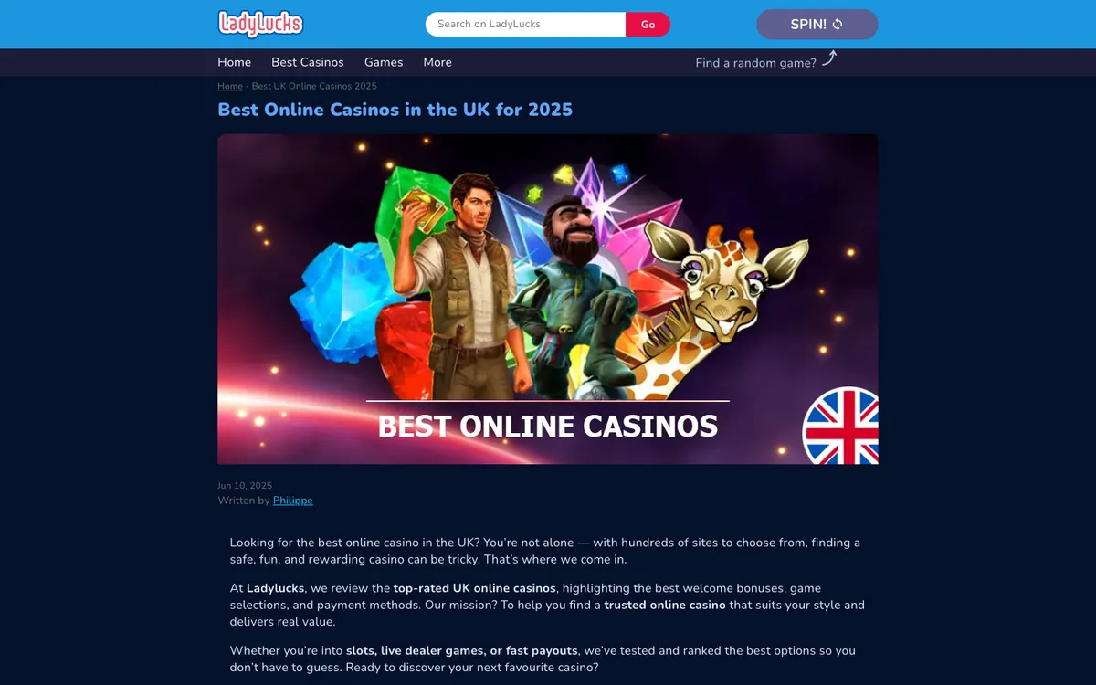 LadyLucks Casino — Promotions, captured from United Kingdom