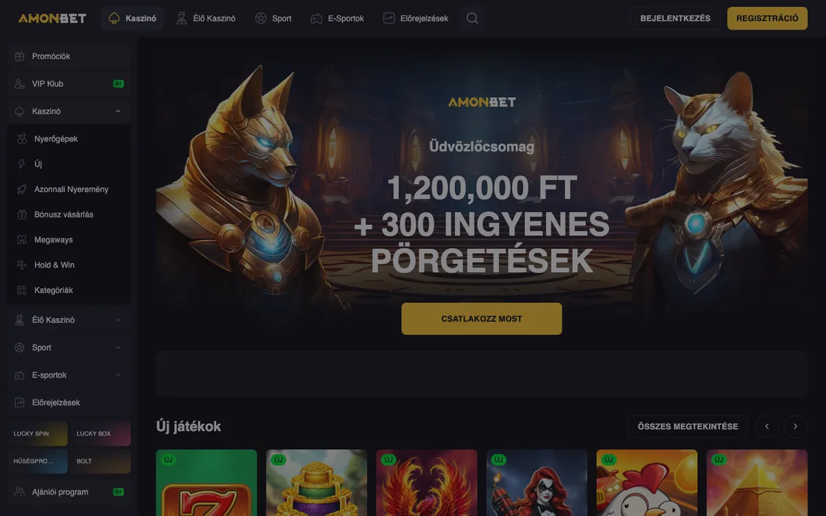 Amonbet Casino — Home page, captured from Hungary