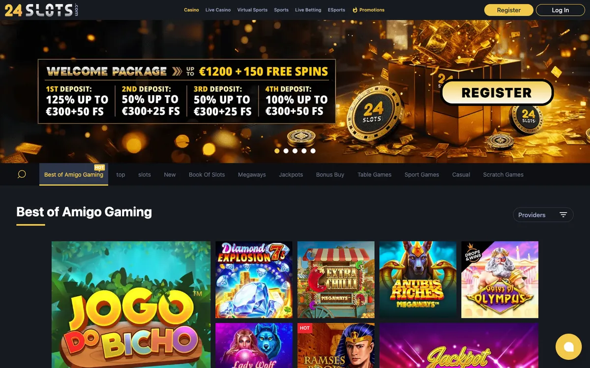 24Slots Casino — Home page, captured from Brazil