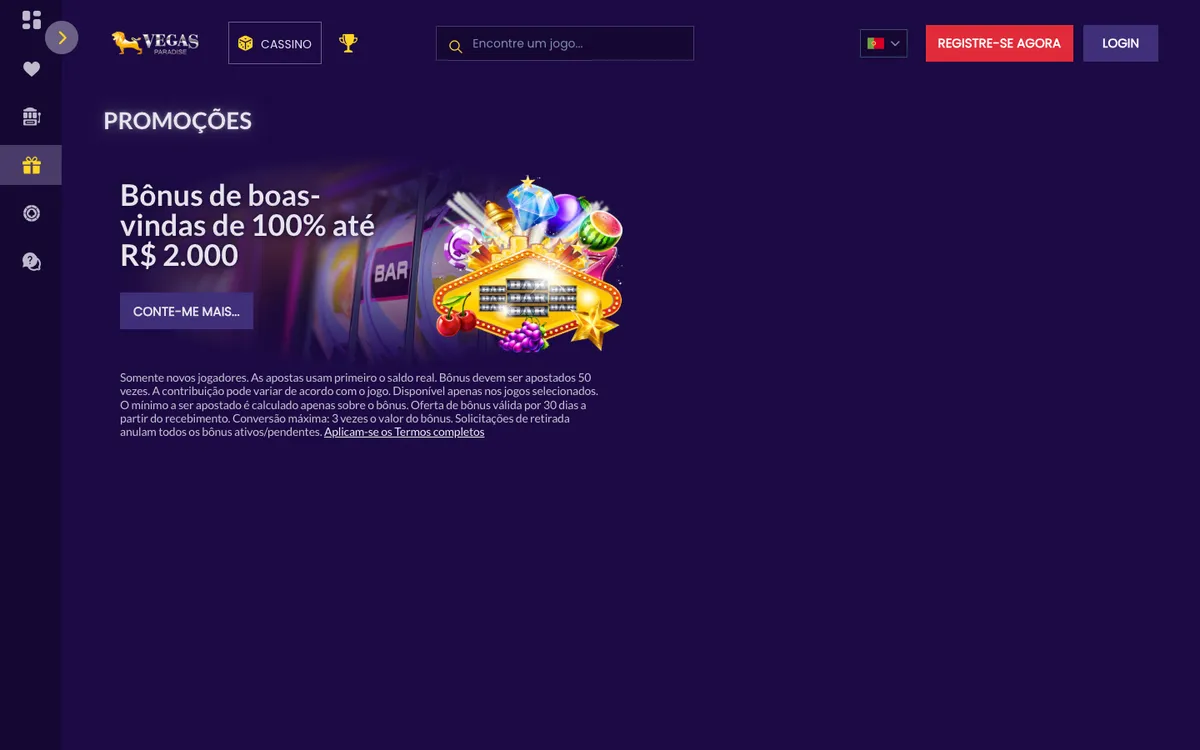 Vegas Paradise Casino — Promotions, captured from Brazil