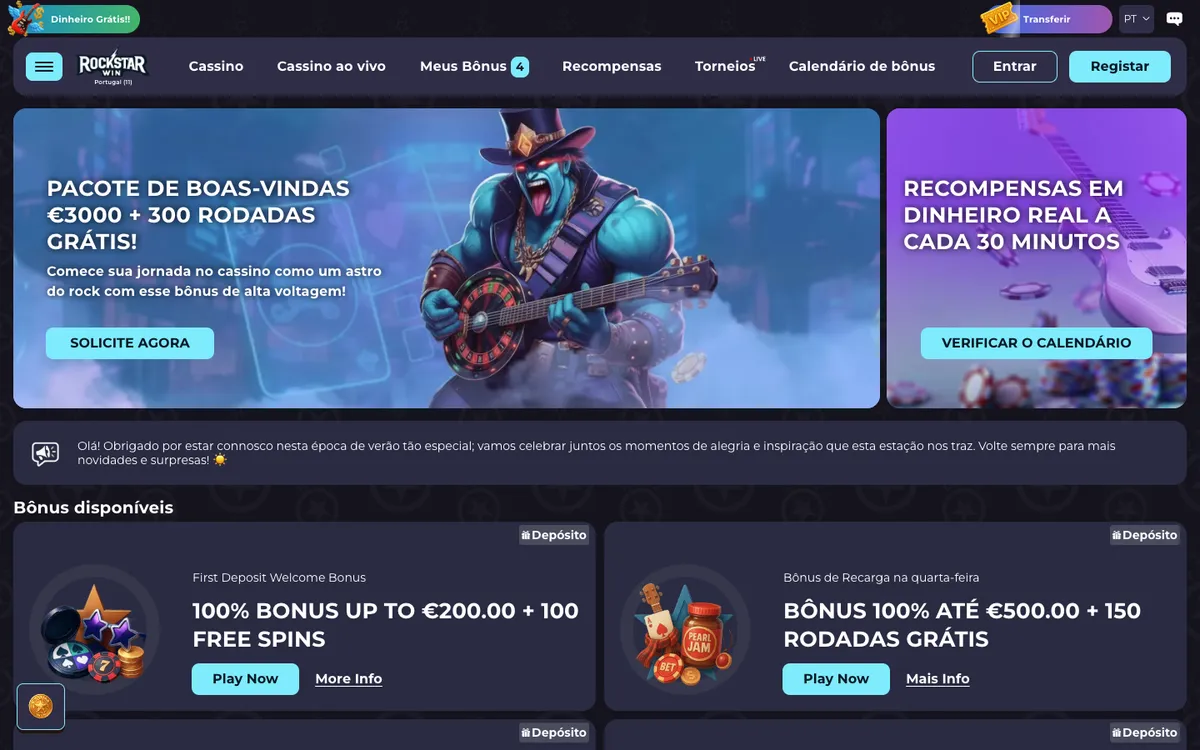 RockstarWin Casino — Promotions, captured from Portugal