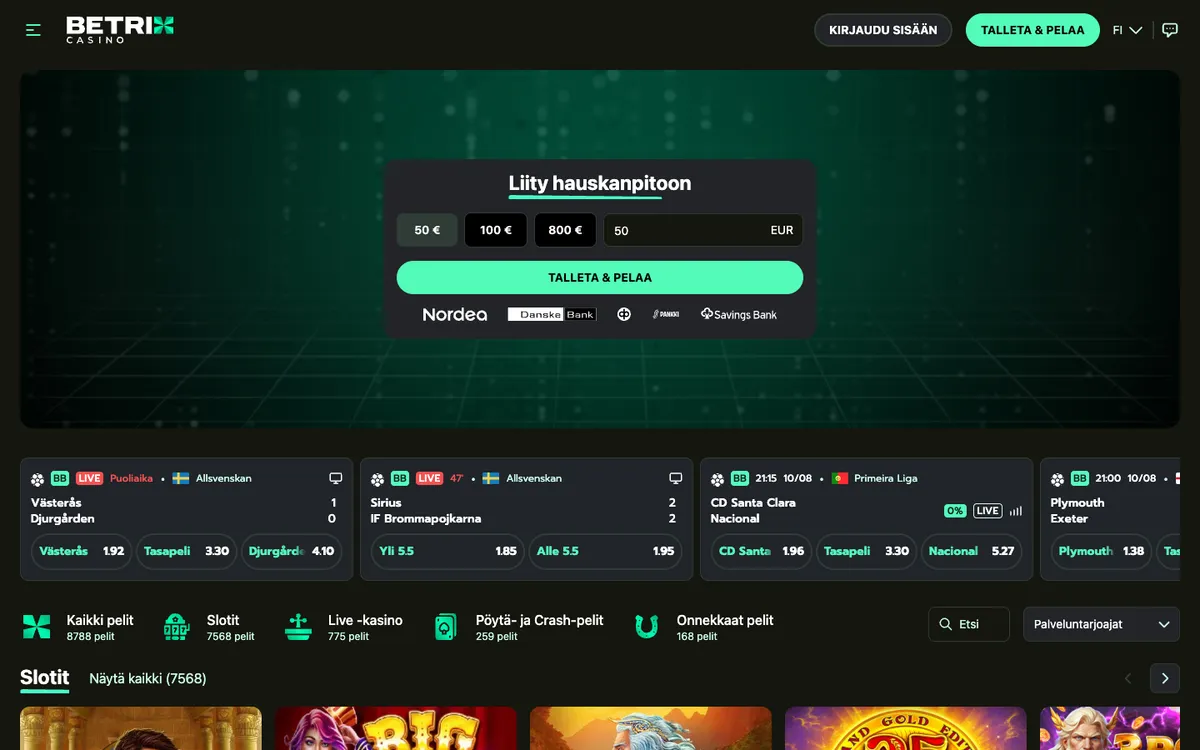 Betrix Casino — «Главная», снято из страны Финляндия