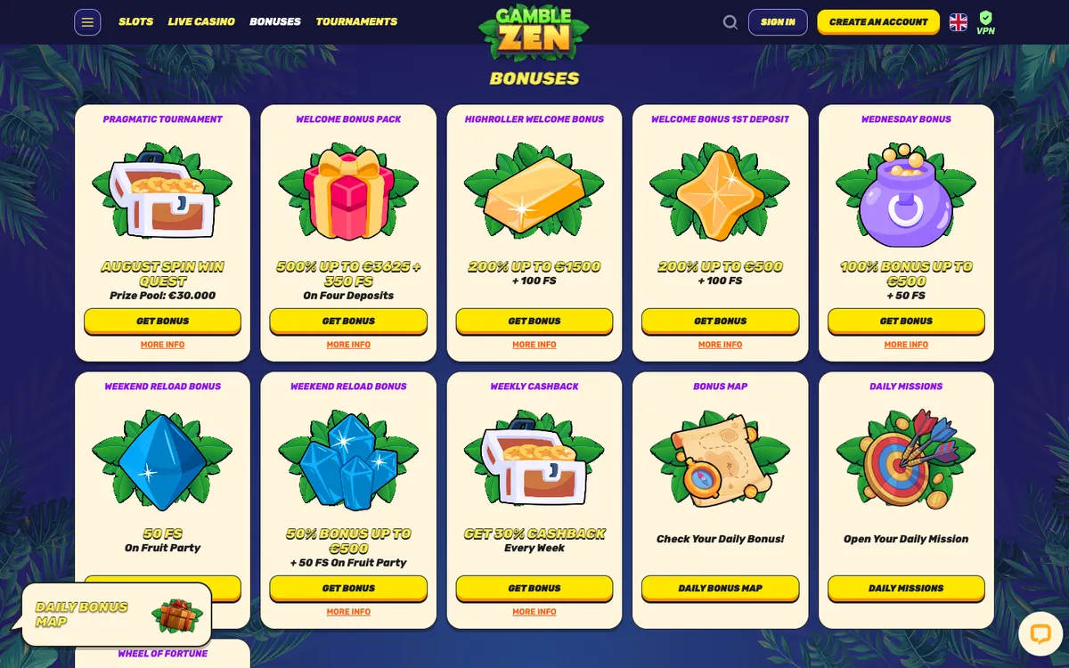 Gamblezen Casino — Promotions, captured from Norway