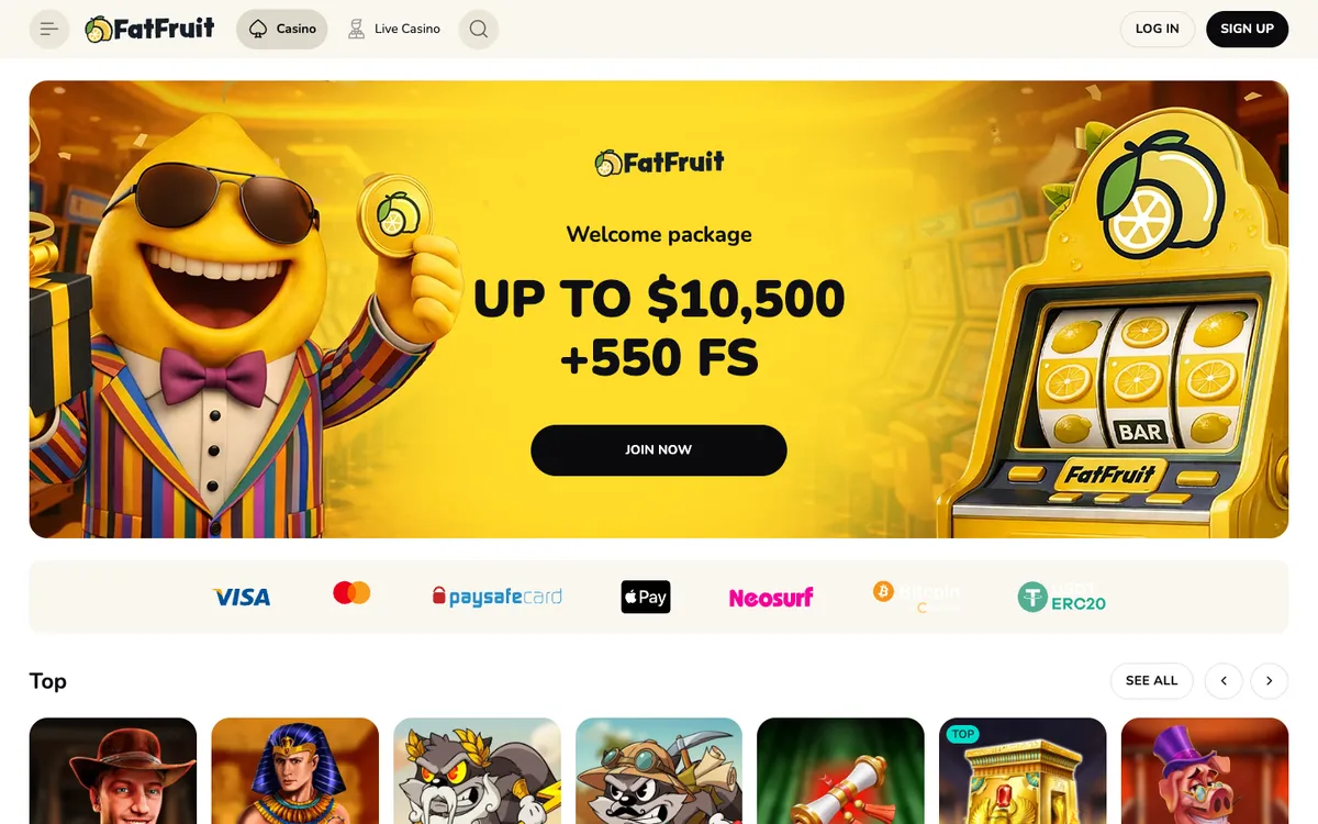 FatFruit Casino — «Главная», снято из страны Новая Зеландия