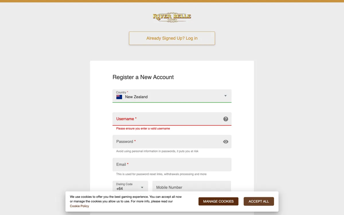 River Belle Casino — «Акции», снято из страны Новая Зеландия