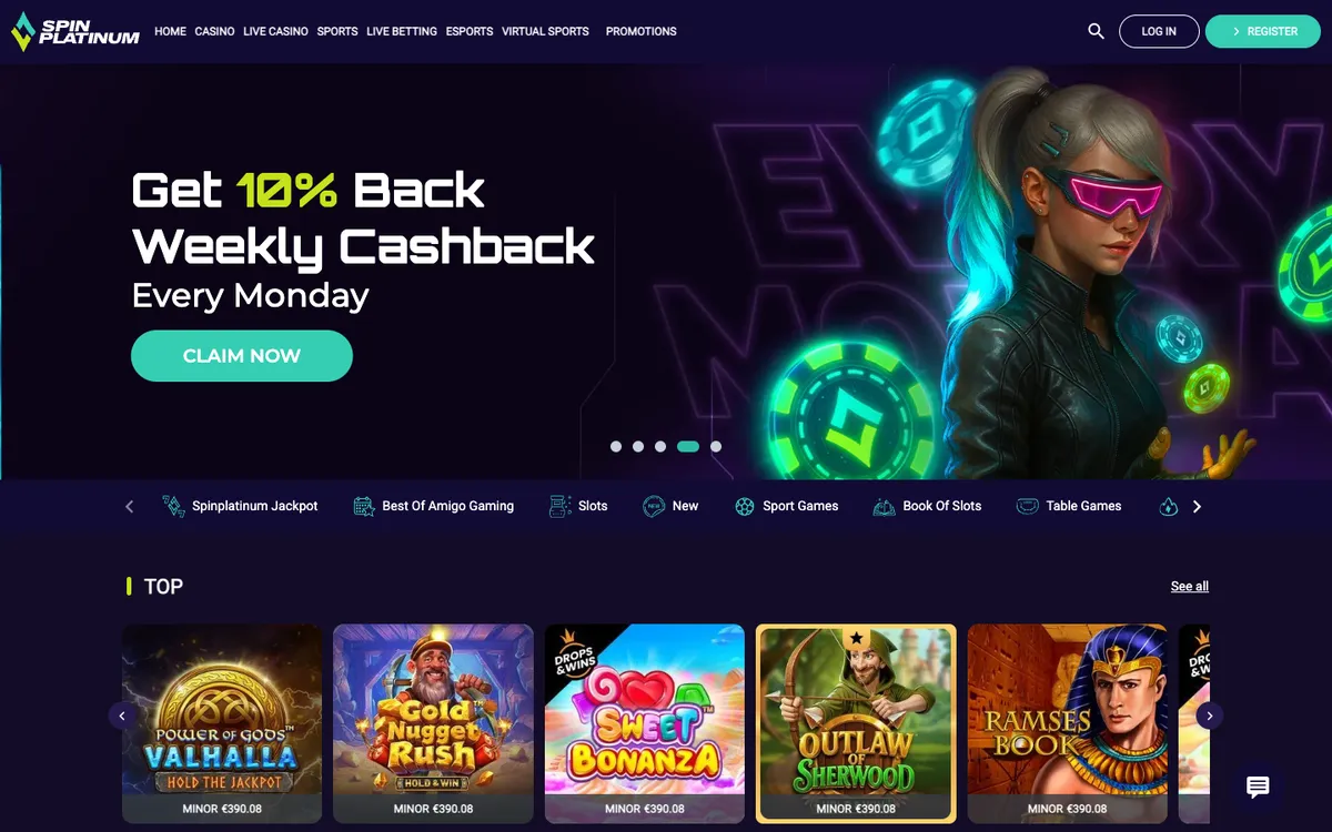 Spinplatinum Casino — Home page, captured from Brazil