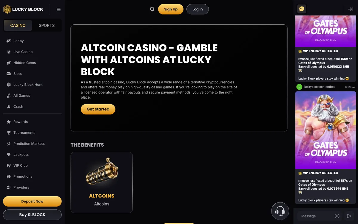 Lucky Block Casino — Payments, captured from United Arab Emirates