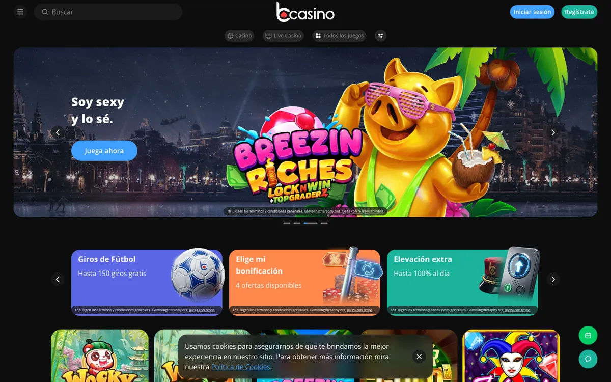 bCasino — Home page, captured from Mexico
