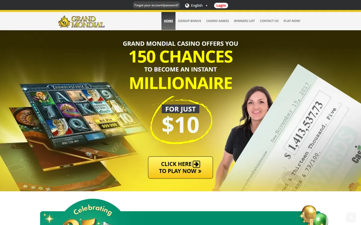 Grand Mondial Casino — Home page, captured from Canada