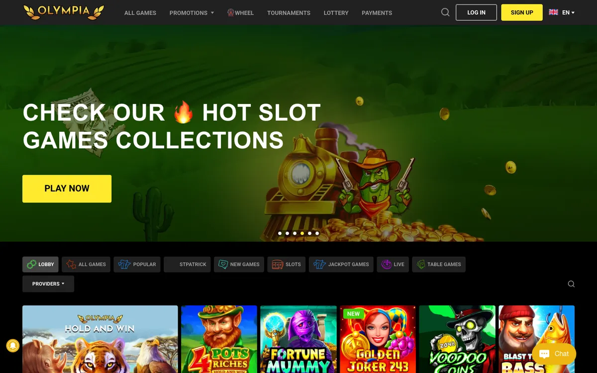 Olympia Casino — Home page, captured from Austria