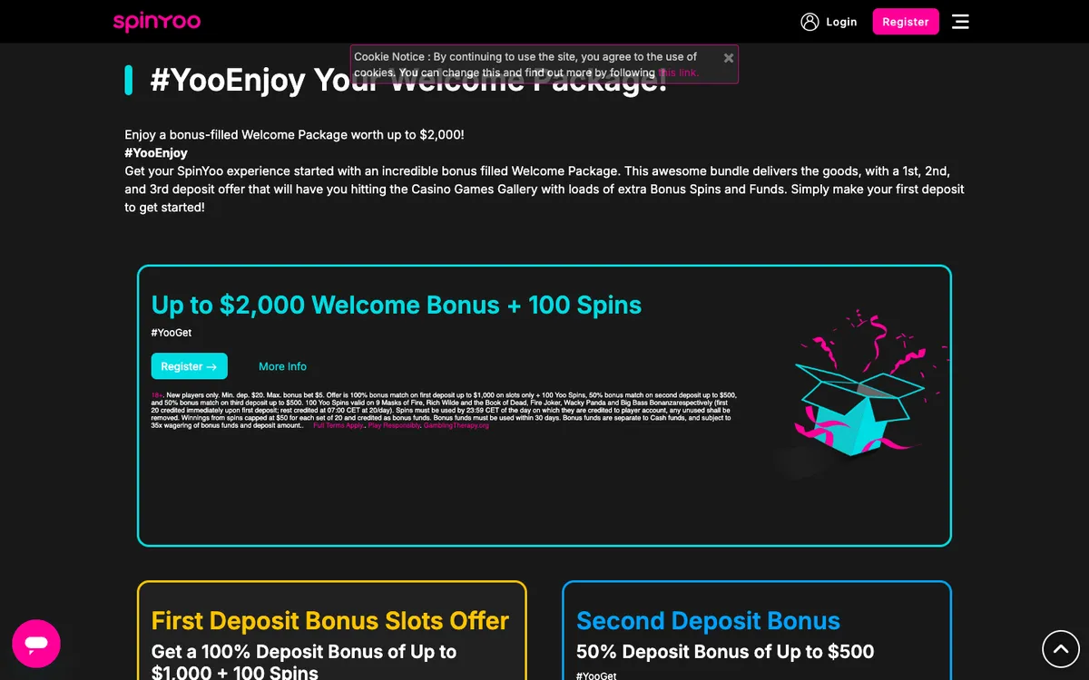 SpinYoo Casino — «Акции», снято из страны Канада
