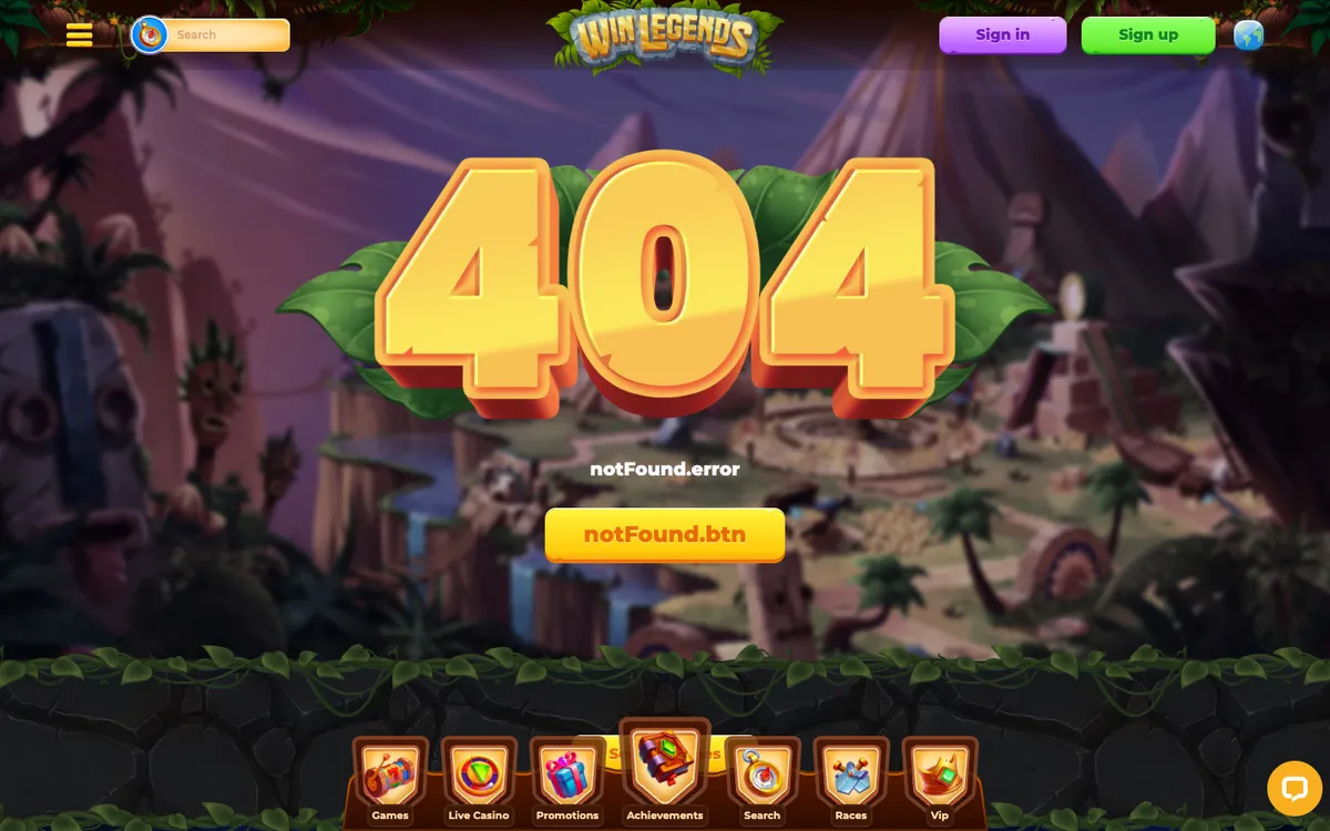WinLegends Casino — «Главная», снято из страны Новая Зеландия