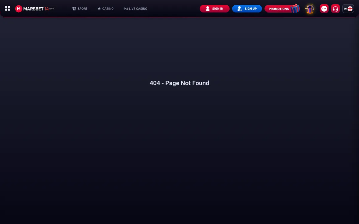 Marsbet Casino — Home page, captured from United Kingdom