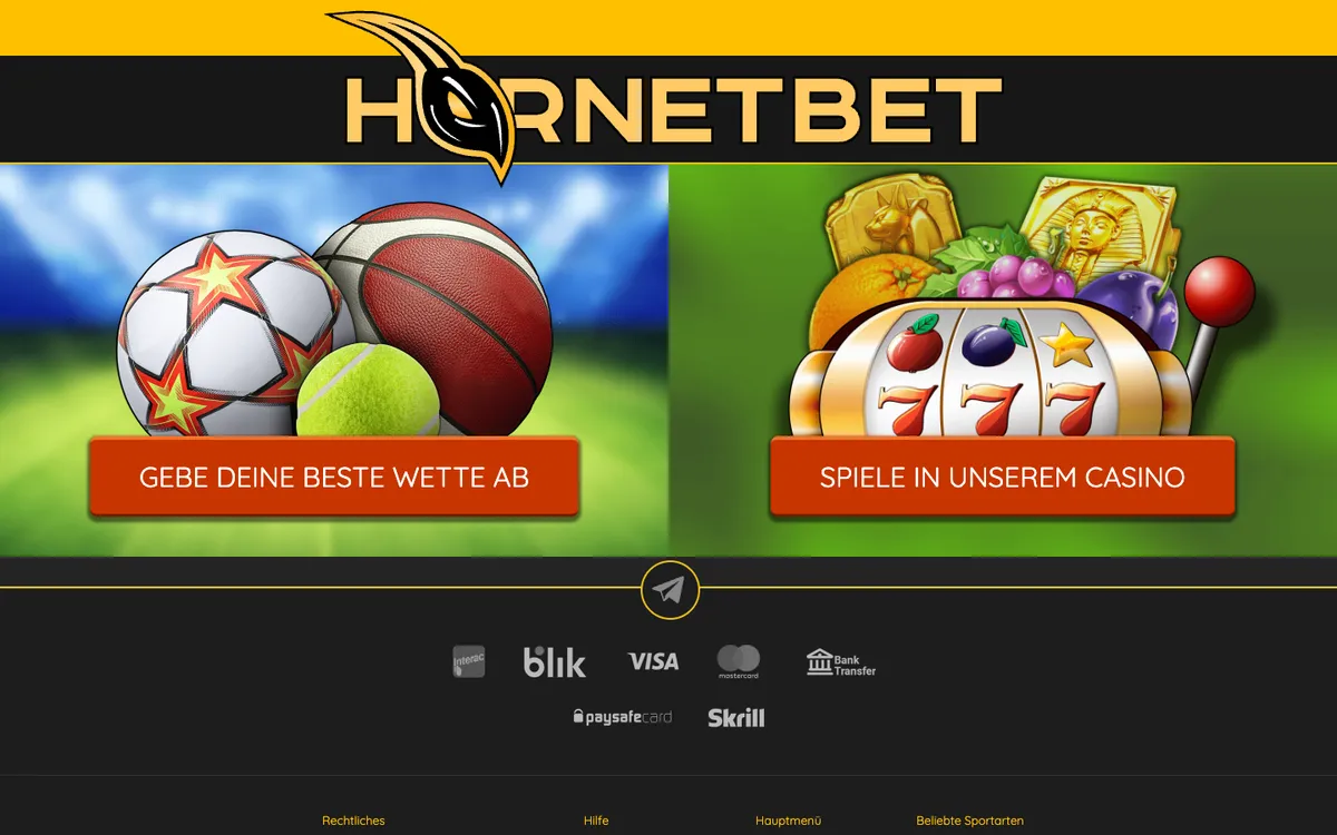 Hornetbet Casino — Payments, captured from Austria