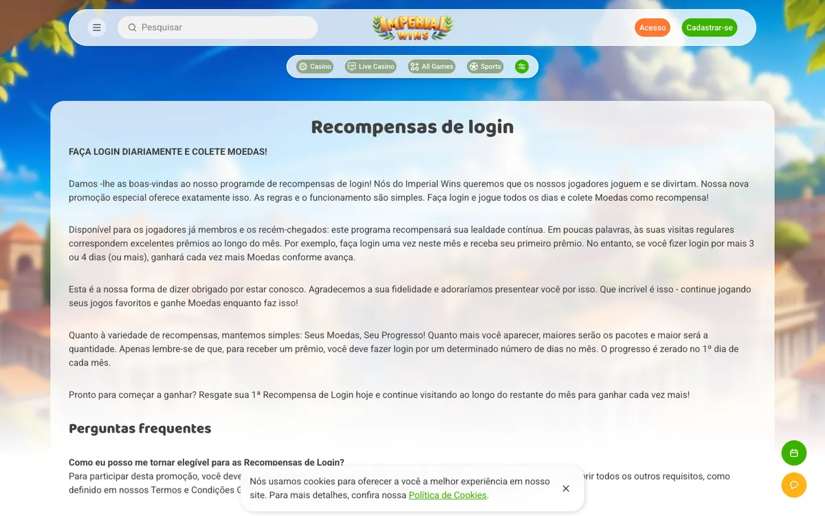 Imperial Wins Casino — Sign-up, captured from Brazil