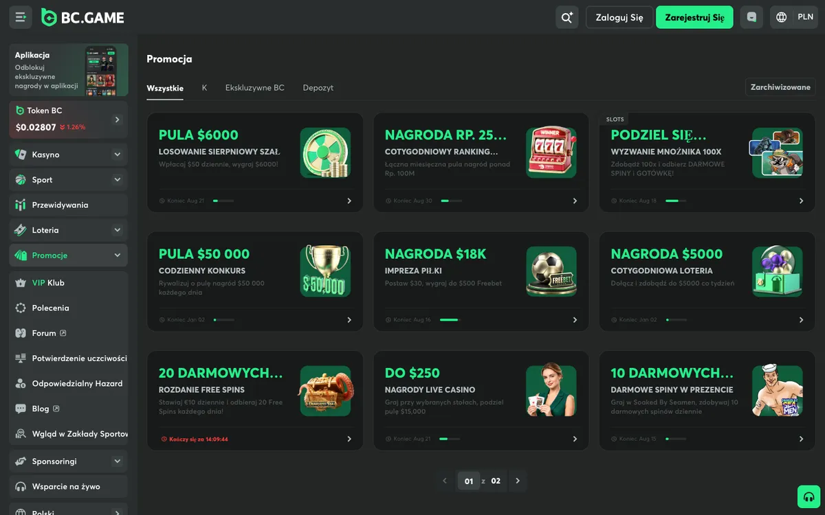 BC.Game Casino — Promotions, captured from Poland