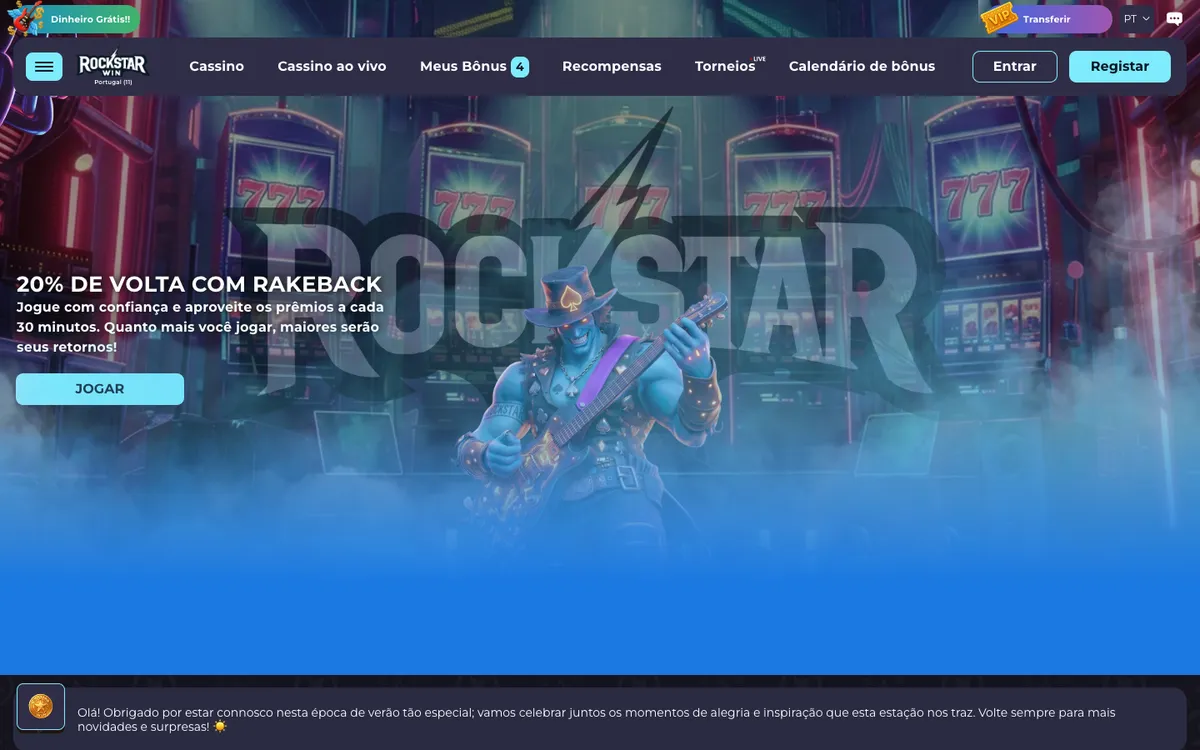 RockstarWin Casino — Home page, captured from Portugal