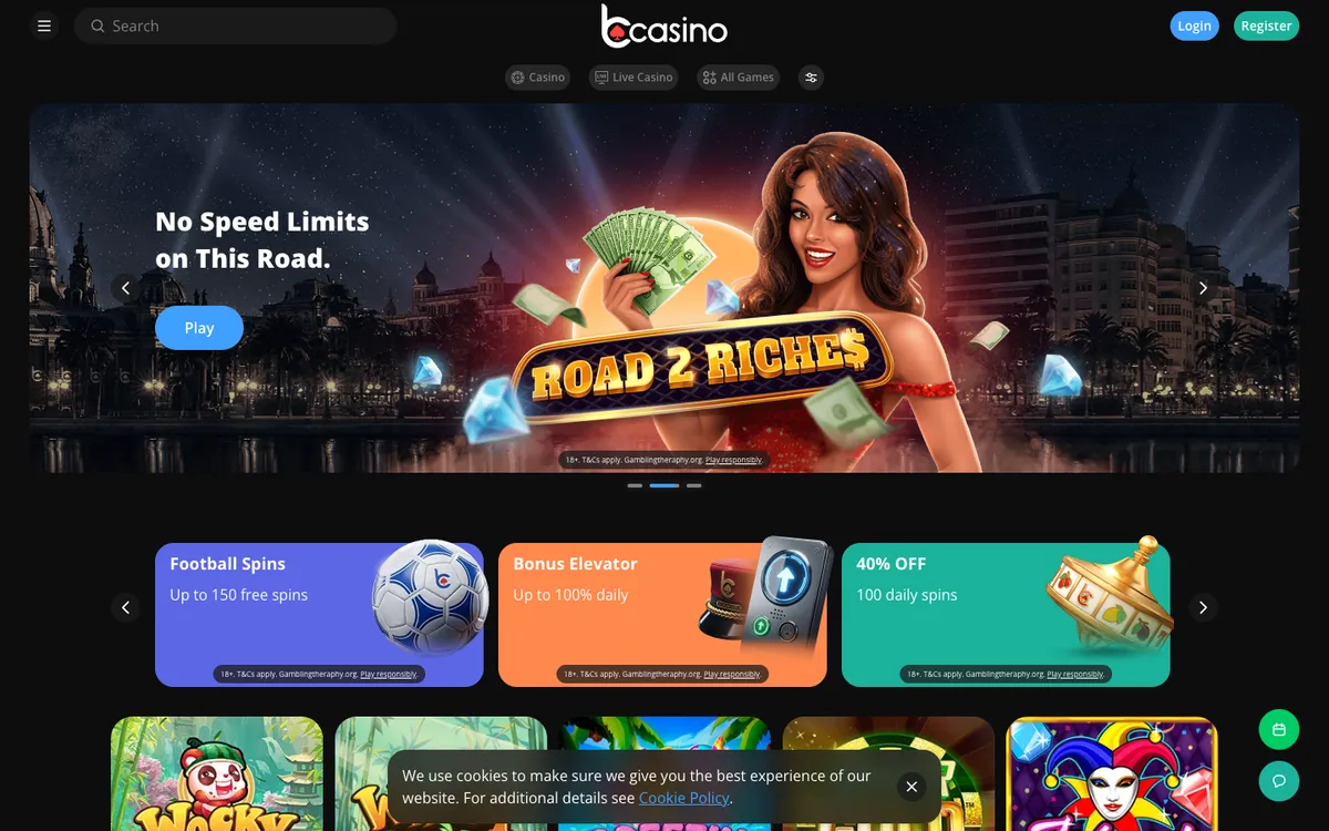 bCasino — Home page, captured from Malaysia