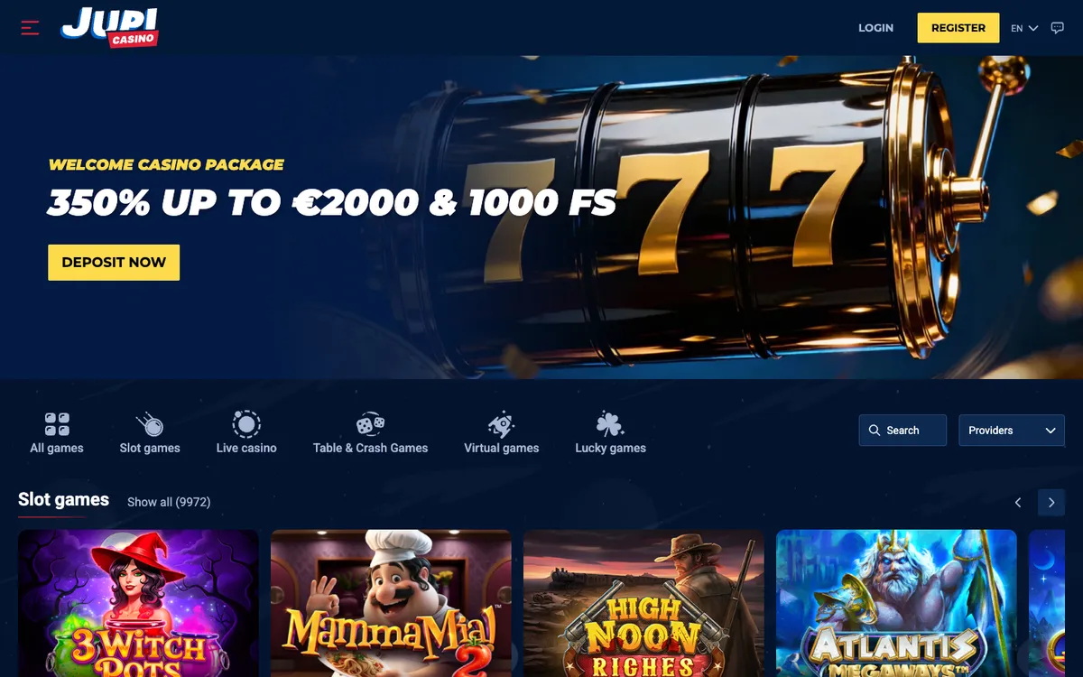 Jupi Casino — Home page, captured from Italy