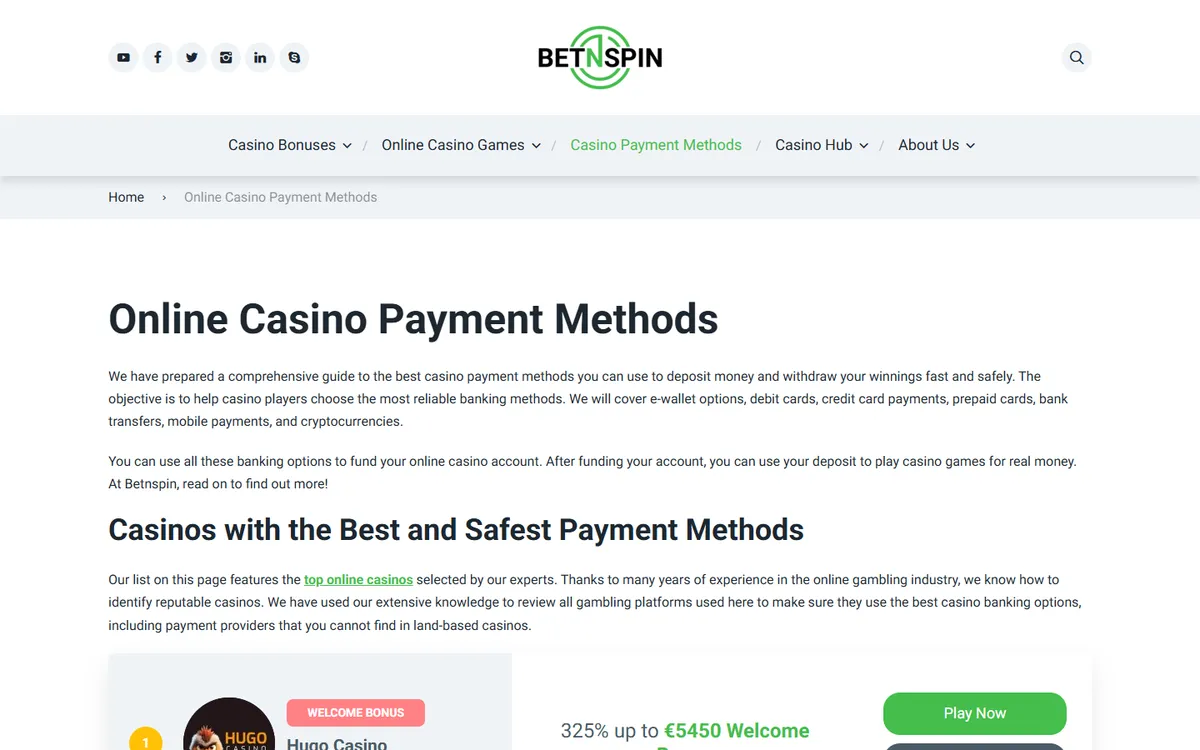 Bet N' Spin Casino — «Платежи», снято из страны Канада