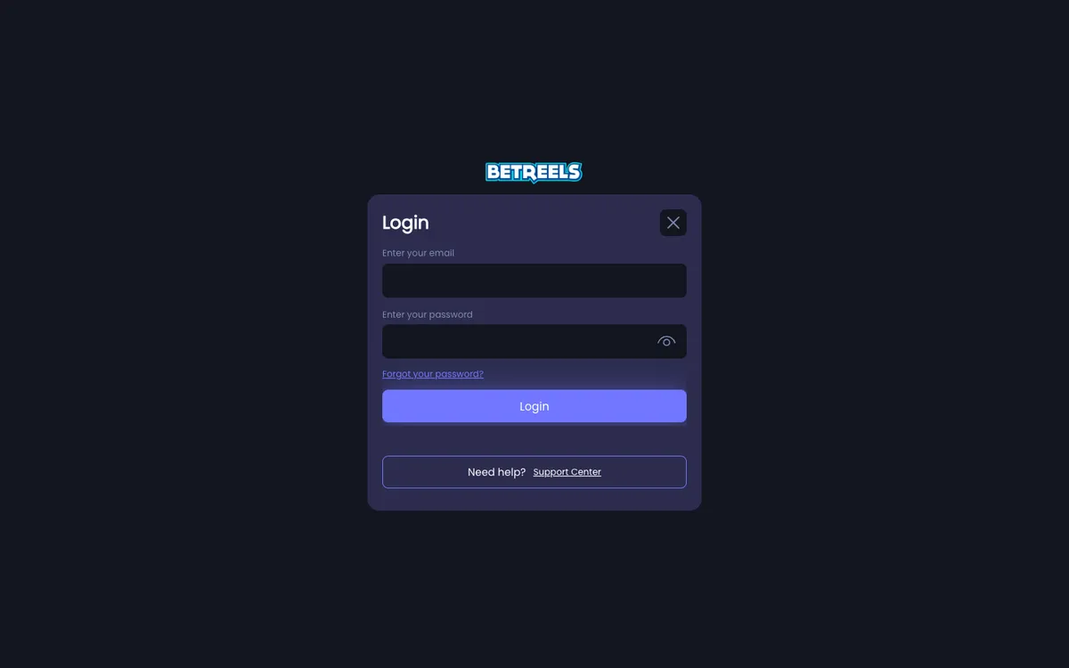 Betreels Casino — Sign-up, captured from Spain