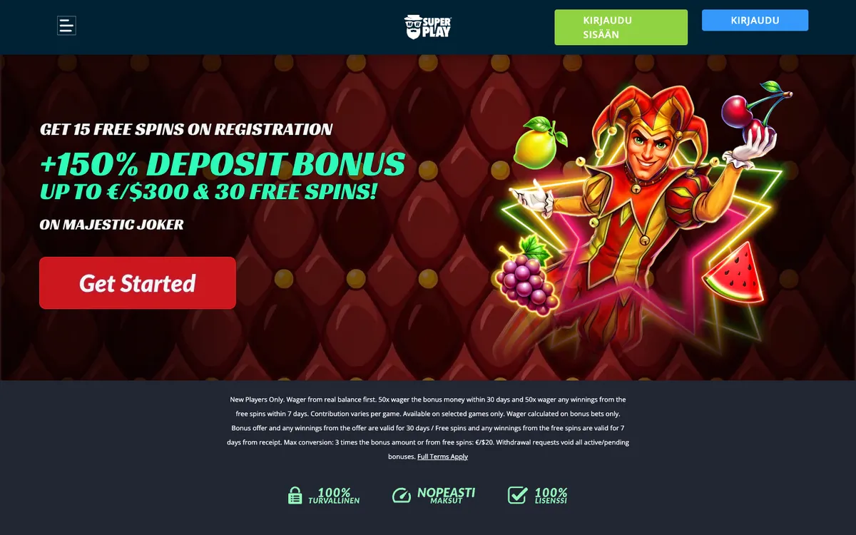 Mr SuperPlay Casino — Home page, captured from Finland