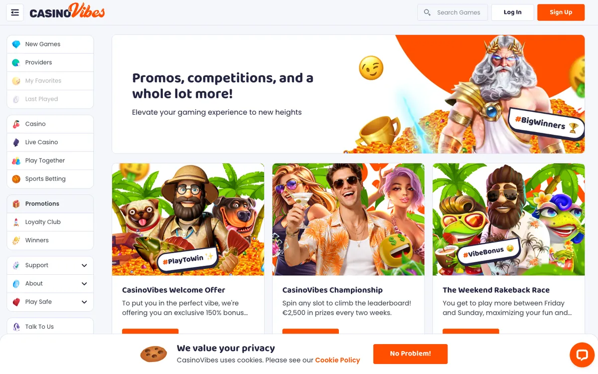 CasinoVibes — Promotions, captured from Colombia
