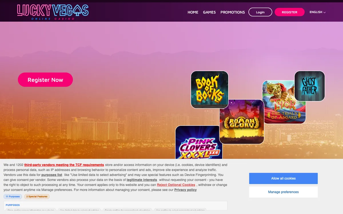 Lucky Vegas Casino — Sign-up, captured from Australia