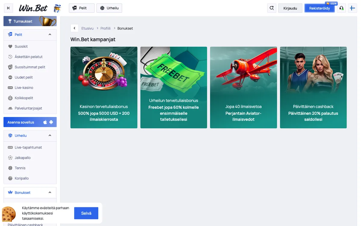 Win.Bet Casino — Promotions, captured from Finland