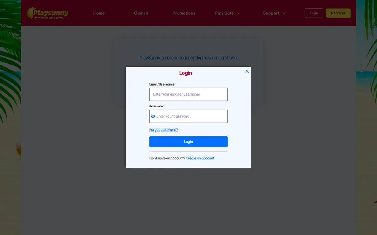 Play Sunny UK Casino — Sign-up, captured from United Kingdom