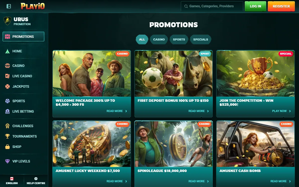 Playio Casino — Promotions, captured from Canada